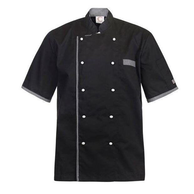 Chefscraft CJ042 DISCONTINUED Executive Chefs Lightweight Vented Short Sleeve Jacket with Checked Detail