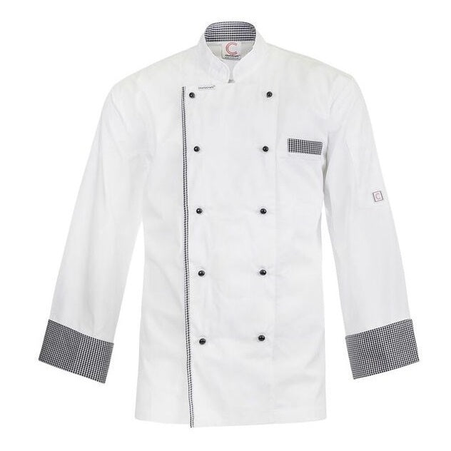Chefscraft CJ044 DISCONTINUED Executive Chefs Lightweight Vented Jacket with Checked Detail- Long Sleeve