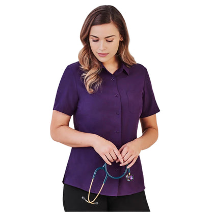 Biz Care CS947LS Womens Florence Plain Short Sleeve Shirt