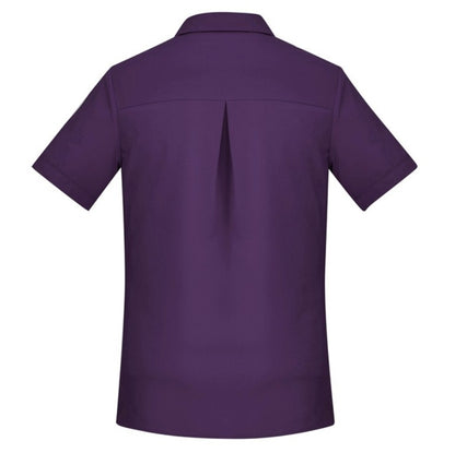 Inaura CS947LS Ladies Plain Short Sleeve Shirt - Purple - Back View