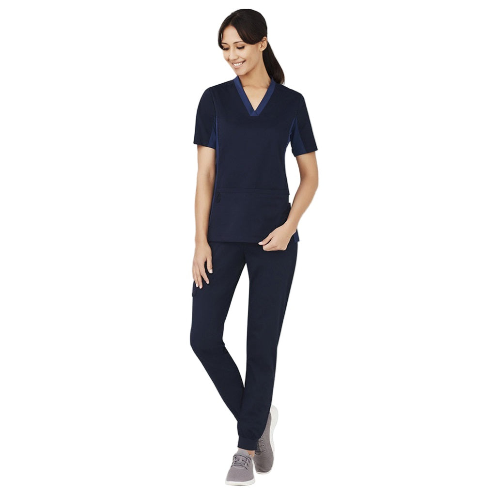 Inaura CSP042LL Womens Riley Slim Leg Jogger Scrub Pant - Midnight Navy - Angled View
