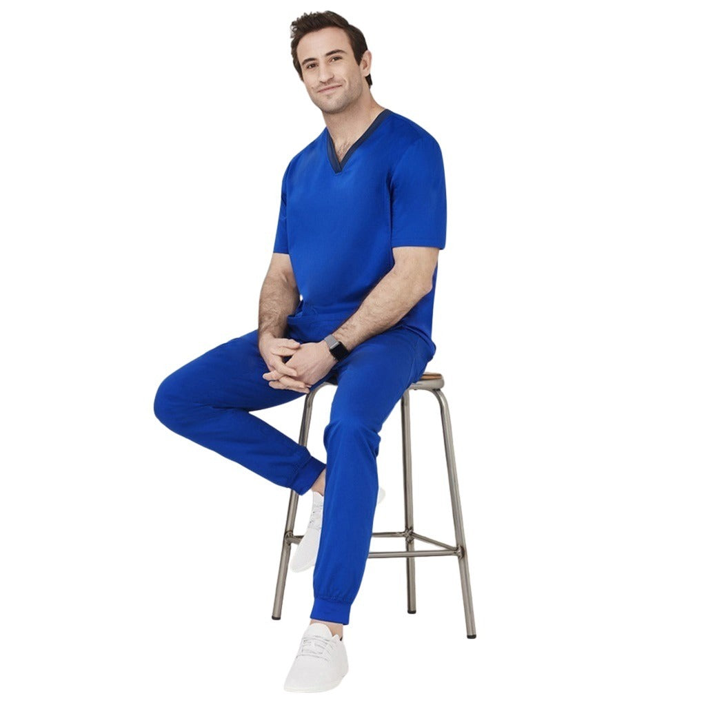 Inaura CSP042ML Mens Riley Slim Leg Jogger Scrub Pant - Electric Blue - Front View