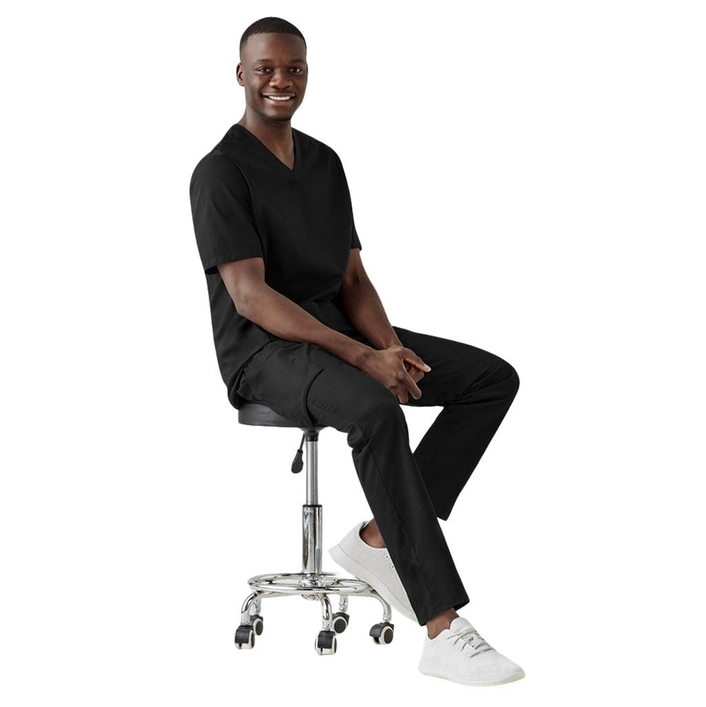Inaura CSP047ML Riley Mens Straight Scrub Pants - Black - Angled View