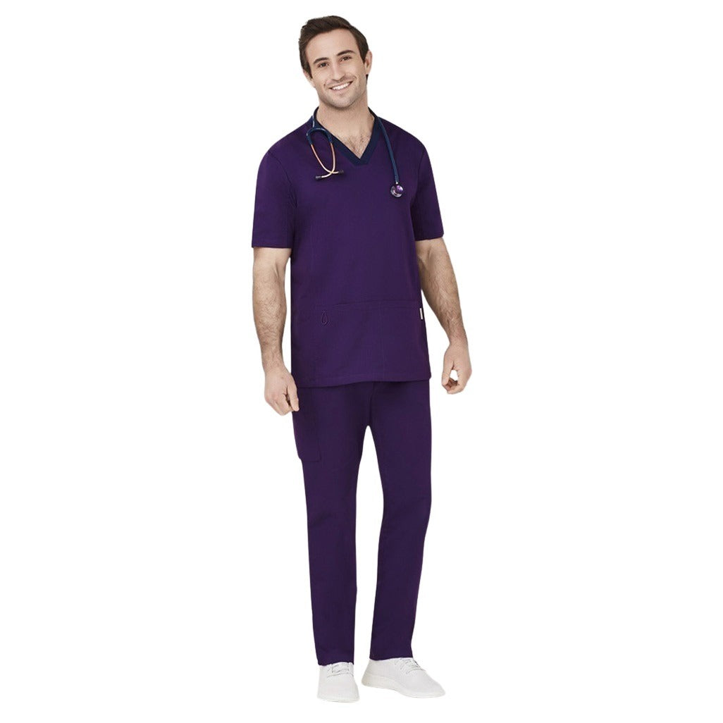 Inaura CSP047ML Riley Mens Straight Scrub Pants - Purple - Front View