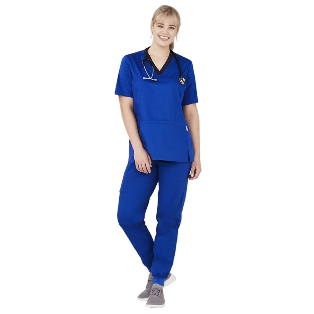 Inaura CST043LS Womens Riley Stretch Scrub Top - Electric Blue - Front View