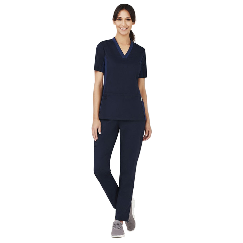 Inaura CST043LS Womens Riley Stretch Scrub Top - Midnight Navy - Front View