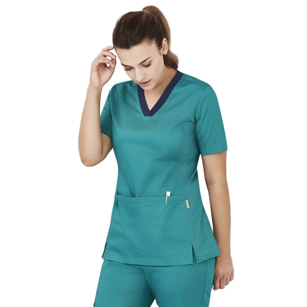 Inaura CST043LS Womens Riley Stretch Scrub Top - Teal - Front View