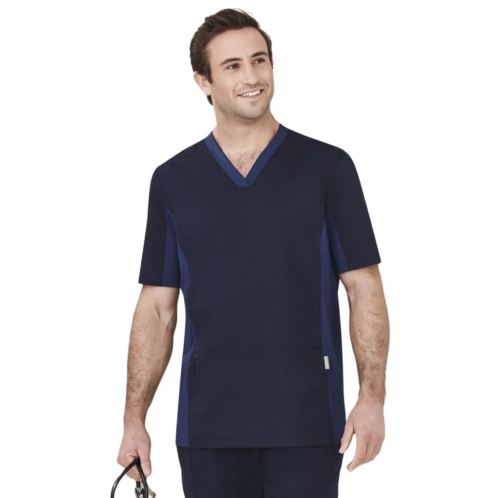 Inaura CST043MS Mens Riley Stretch Scrub Top - Midnight Navy - Front View