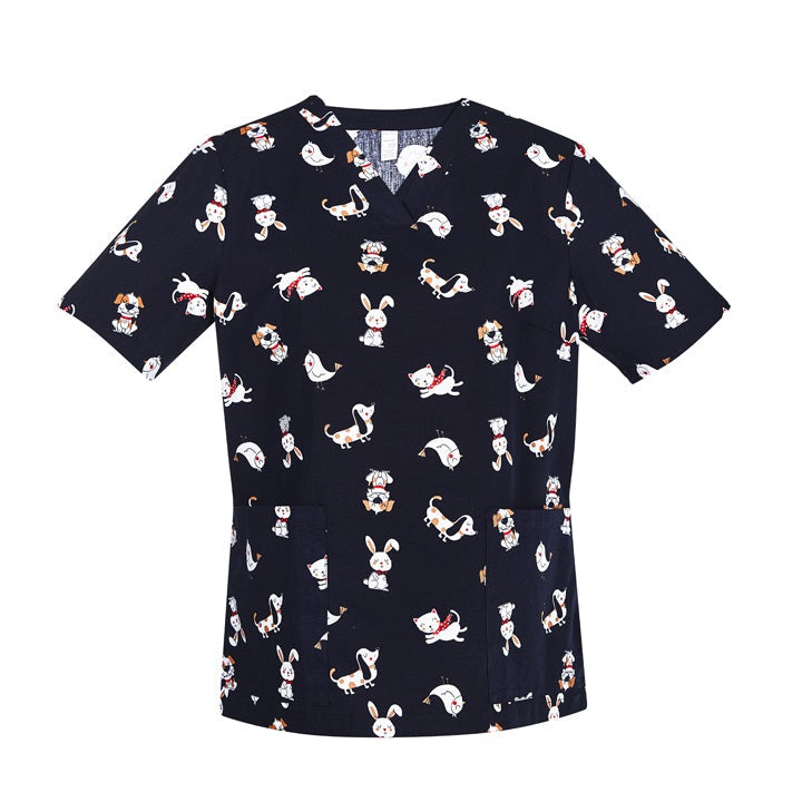 Biz Care CST147LS Womens Best Friends Scrub Top