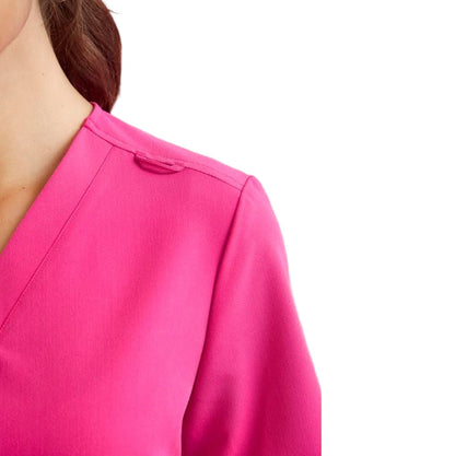 Biz Care CST245LS Womens Pink V-Neck Scrub Top