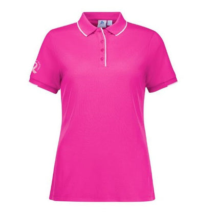 Biz Care CST313LS Women's Pink Short Sleeve Work Polo - Front View