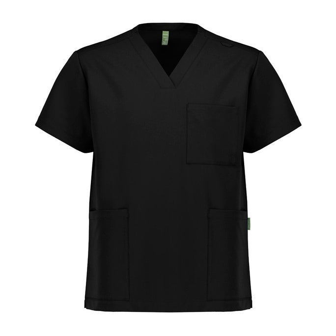 Inaura CU544US Unisex Pulse V-Neck Scrub Top - Black - Front View