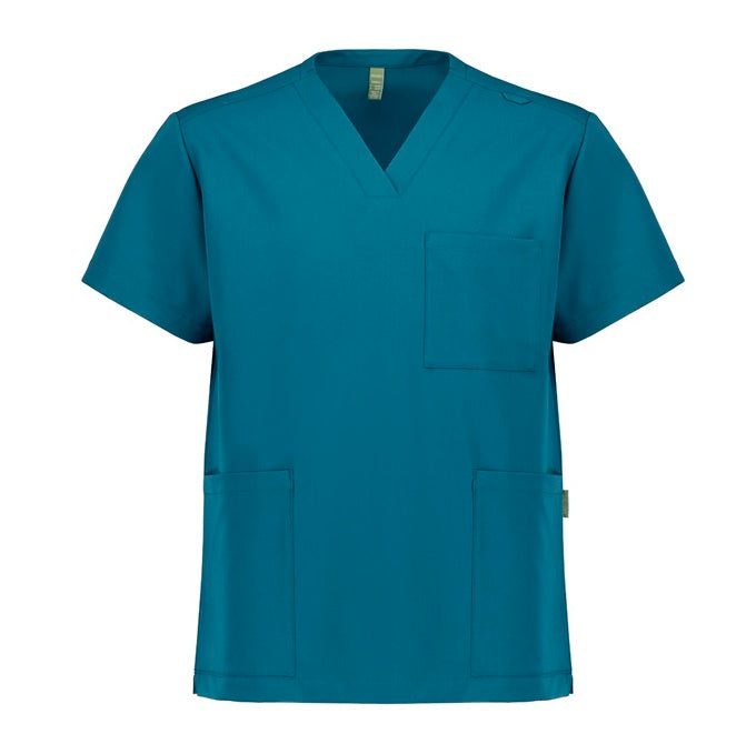 Inaura CU544US Unisex Pulse V-Neck Scrub Top - Caribbean Blue - Front View