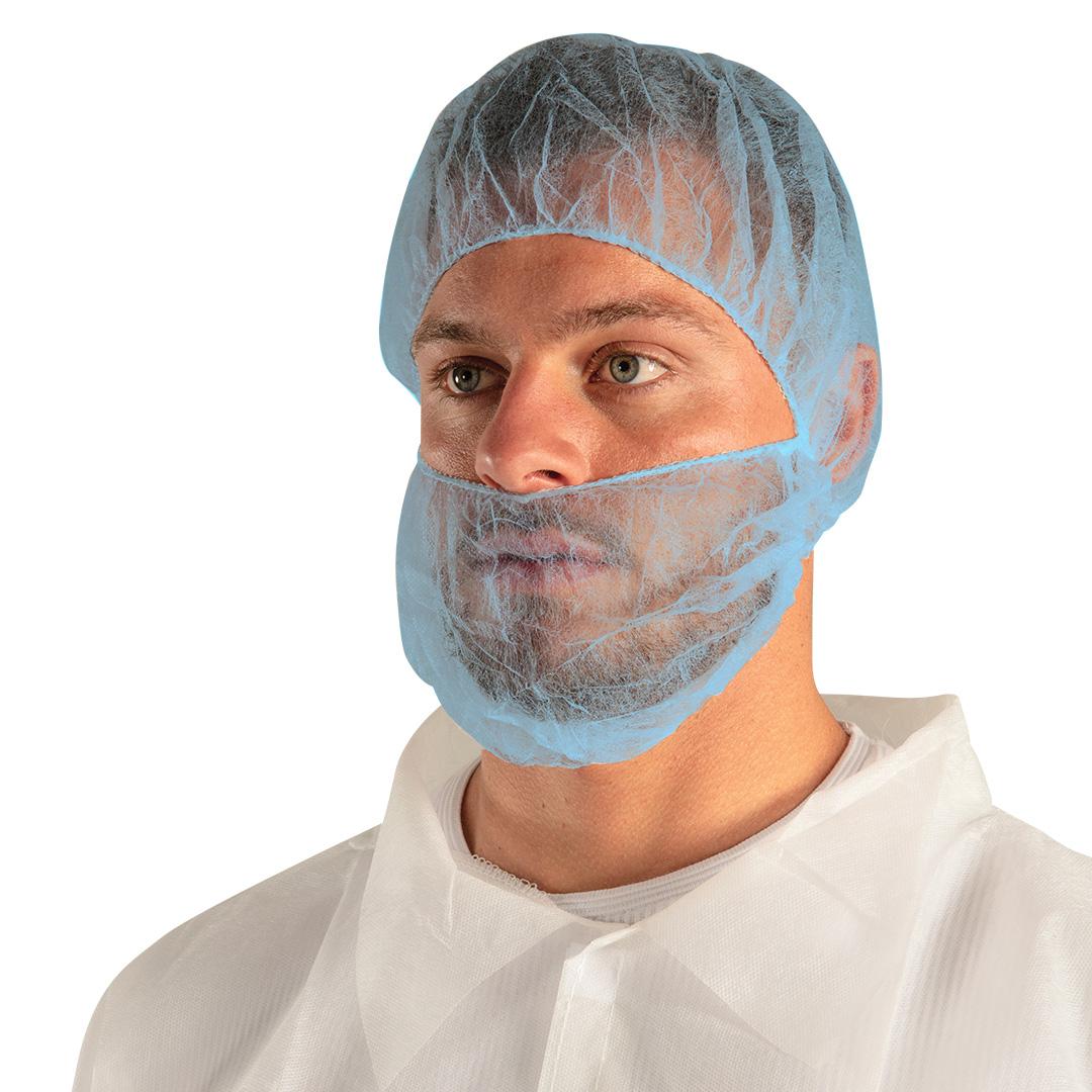 FORCE 360 CWRX703 Double Loop Beard Cover Box of 1000 - Light Blue - Worn View