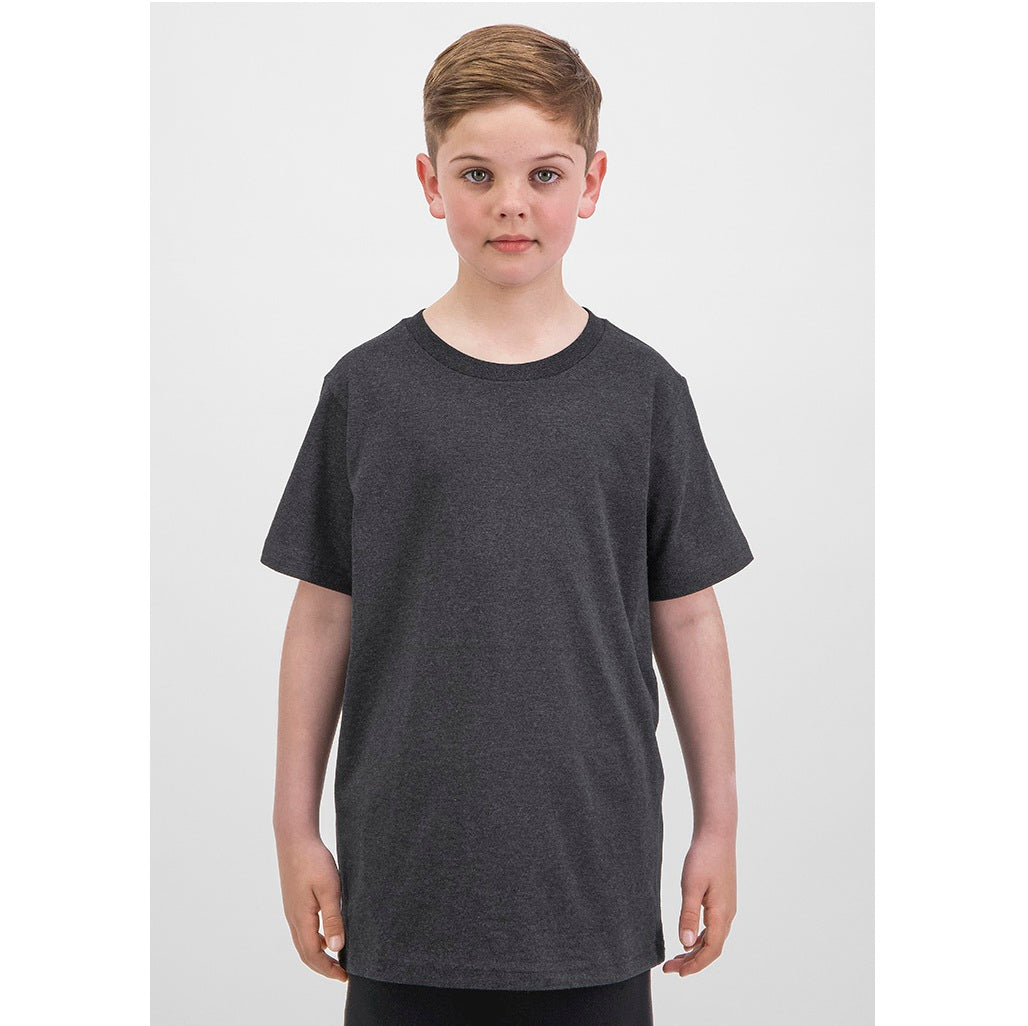 GOODMATES X1001K Kids Basis Short Sleeve Tee - Charcoal Marle - Alternative Front View