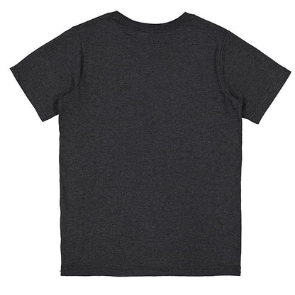 Plain dark gray t-shirt on a white background