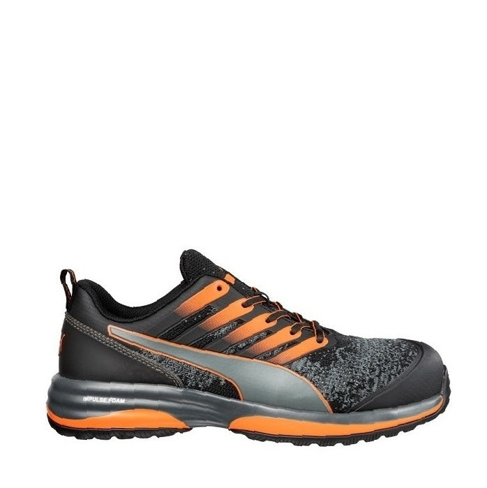 Black and orange Slip resistant Puma 644557 Charge Vegan Safety Shoes