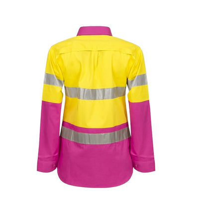 Workcraft WSL501 Ladies HiVis 2 tone L/Sleeve Shirt