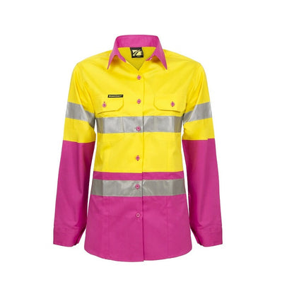 Workcraft WSL501 Ladies HiVis 2 tone L/Sleeve Shirt