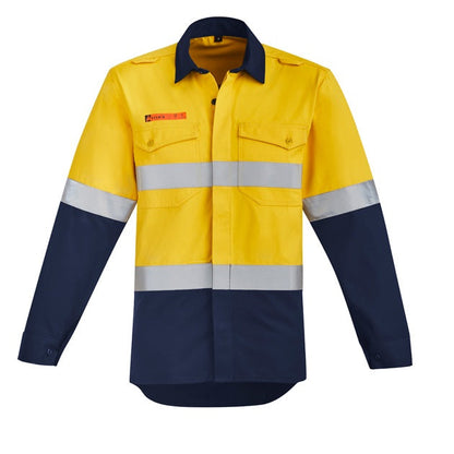 Syzmik ZW140 Mens Orange Flame HRC 2 Hoop Taped Open Front Spliced Shirt