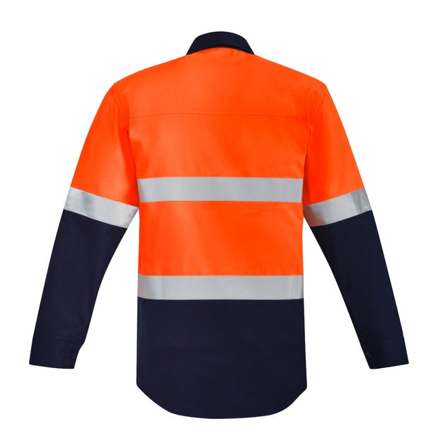 Syzmik ZW143 Mens Orange Flame Hoop Taped Closed Front Shirt