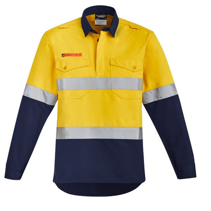 Syzmik ZW143 Mens Orange Flame Hoop Taped Closed Front Shirt