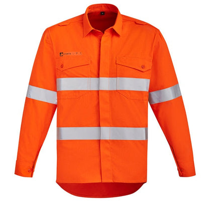 Syzmik ZW145 Mens Orange Flame HRC 2 Hoop Taped Open Front Spliced Shirt