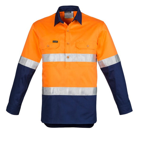 Syzmik ZW550 Mens HiVis Closed Front L/S Shirt - Hoop Taped