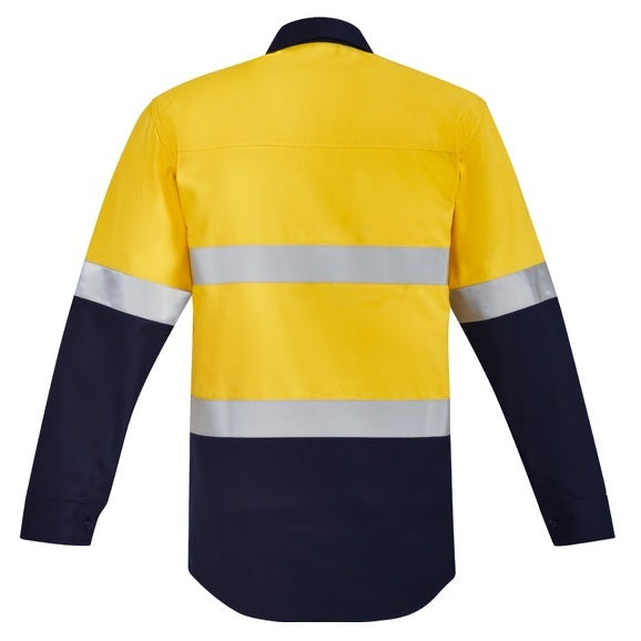 Syzmik ZW143 Mens Orange Flame Hoop Taped Closed Front Shirt