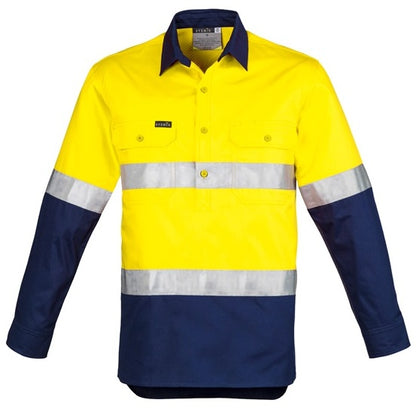 Syzmik ZW550 Mens HiVis Closed Front L/S Shirt - Hoop Taped