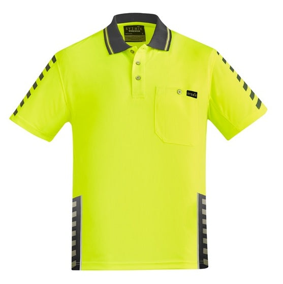 Syzmik ZH320 Mens Komodo Short Sleeve Polo - Yellow/Charcoal - Front View