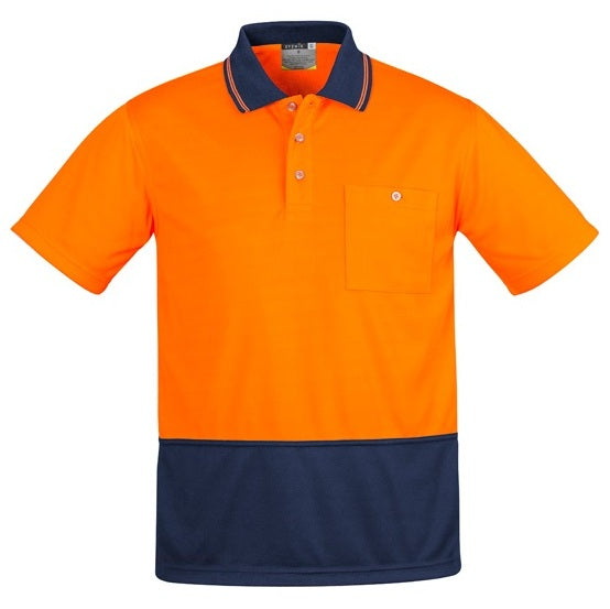 Syzmik ZH415 Mens Comfort Back Short Sleeve Polo - Orange/Navy - Front View
