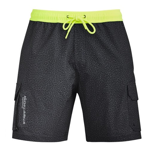 Syzmik ZS240 Mens Streetworkx Stretch Work Board Short - Grey Marle - Front View