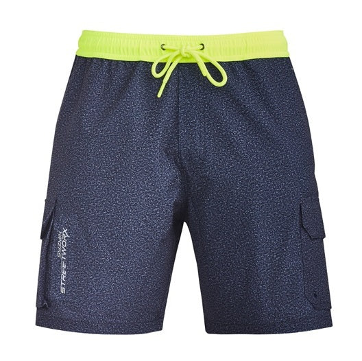 Syzmik ZS240 Mens Streetworkx Stretch Work Board Short - Navy Marle - Front View