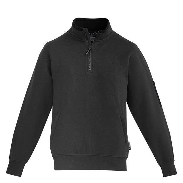 Syzmik ZT366 Mens 1/4 Zip Brushed Fleece Pullover - Charcoal/Black - Front View