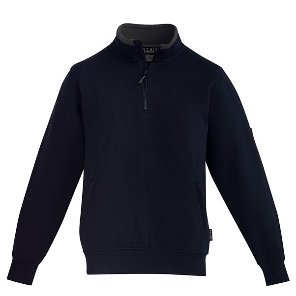 Syzmik ZT366 Mens 1/4 Zip Brushed Fleece Pullover - Navy/Charcoal - Front View