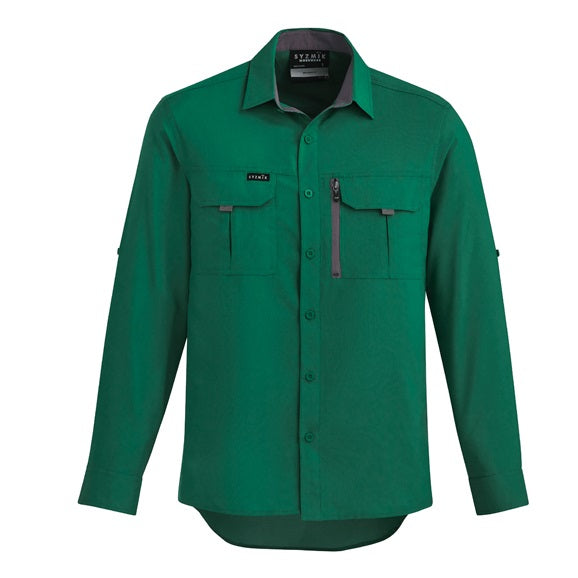 Syzmik ZW460 Mens Outdoor Long Sleeve Shirt - Green - Front View