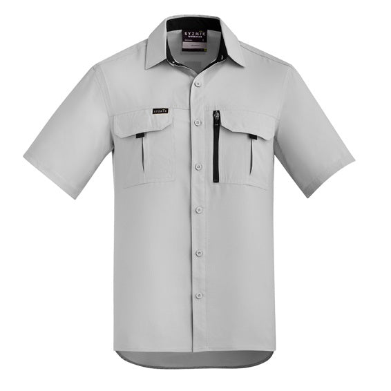 Syzmik ZW465 Mens Outdoor Short Sleeve Shirt - Stone - Front View