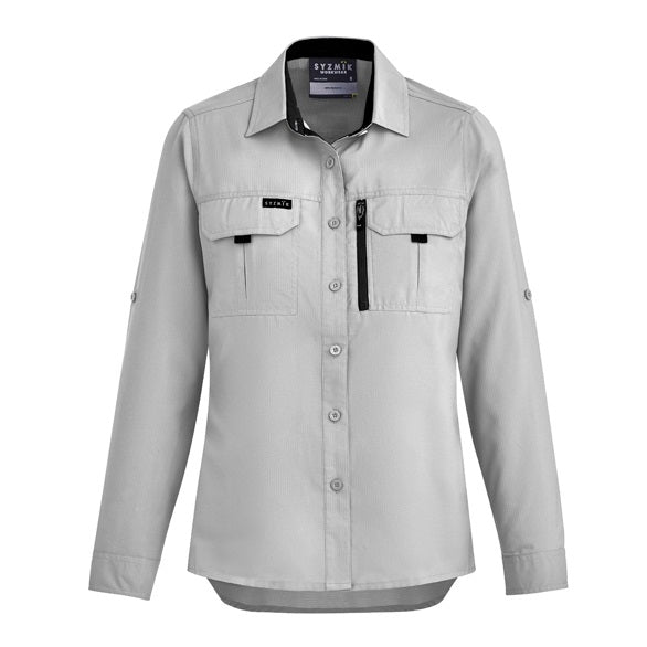 Syzmik ZW760 Womens Outdoor Long Sleeve Shirt - Stone - Front View