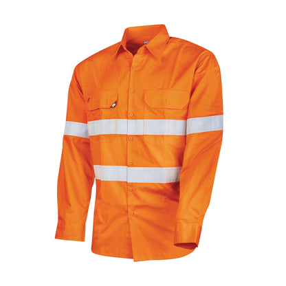 Tru Workwear DS1169T1 Ripstop L/S Vented Hi-Vis Cotton Shirt With Reflective Tape