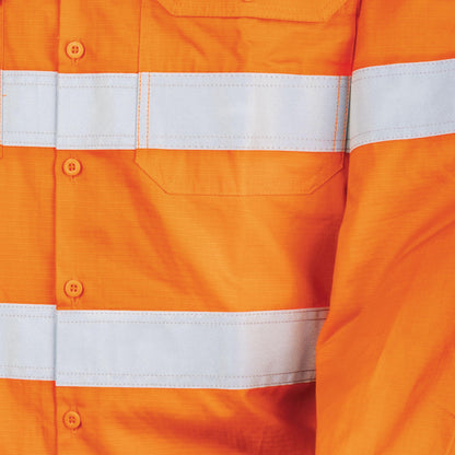Tru Workwear DS1169T1 Ripstop L/S Vented Hi-Vis Cotton Shirt With Reflective Tape