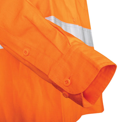 Tru Workwear DS1169T1 Ripstop L/S Vented Hi-Vis Cotton Shirt With Reflective Tape