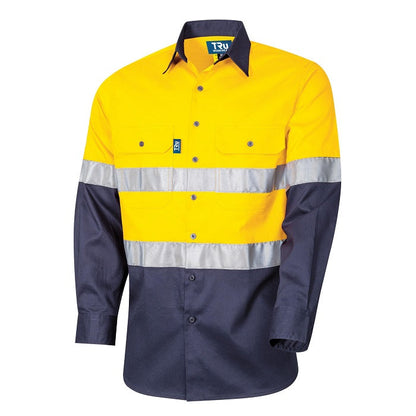 Tru Workwear DS2166T1 Lightweight Vented L/S Hi-Vis Drill Shirt With Reflective Tape