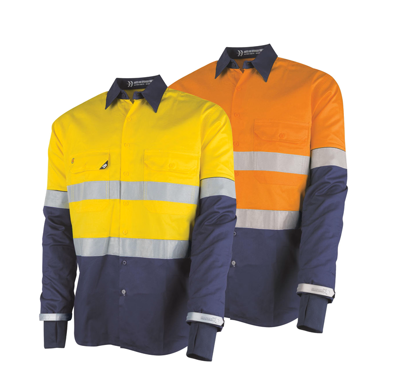 Tru Workwear DS2168GXT1 Lightweight Vented Taped Hi-Vis Drill Shirt with Graphex® Cut Resistant Sleeve