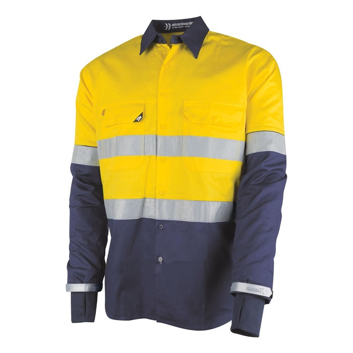 Tru Workwear DS2168GXT1 Lightweight Vented Taped Hi-Vis Drill Shirt with Graphex® Cut Resistant Sleeve
