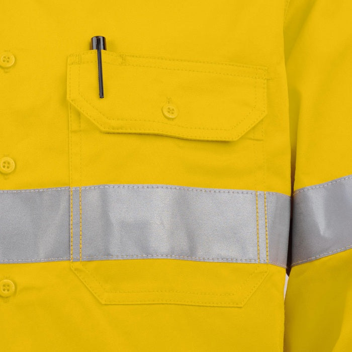 Tru Workwear DS2168GXT1 Lightweight Vented Taped Hi-Vis Drill Shirt with Graphex  Cut Resistant Sleeve