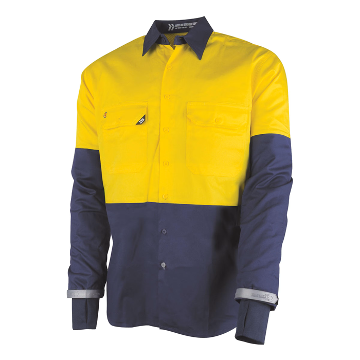 Tru Workwear DS2168GX Lightweight Vented Hi-Vis Drill Shirt with Graphex® Cut Resistant Sleeve