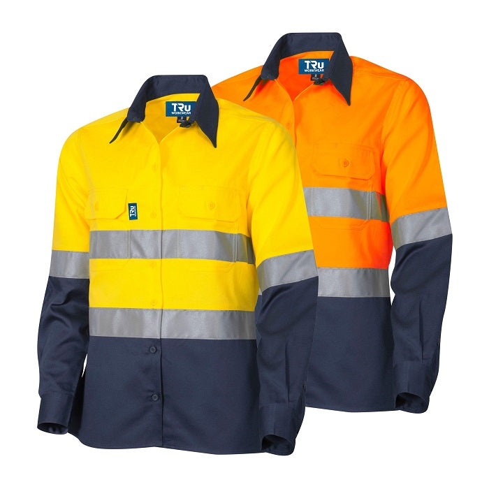 TRu Workwear DSW2166T1 Lightweight Vented L/S Hi-Vis Drill Shirt With 3M Tape