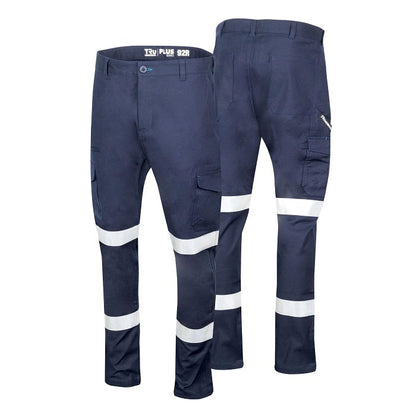 TRu Workwear DT1170T2 Midweight Cotton Stretch Cargo Trousers With Biomotion Reflective Tape