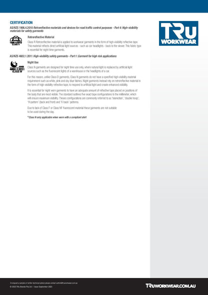 TRu Workwear DT1170T2 Midweight Cotton Stretch Cargo Trousers With Biomotion Reflective Tape